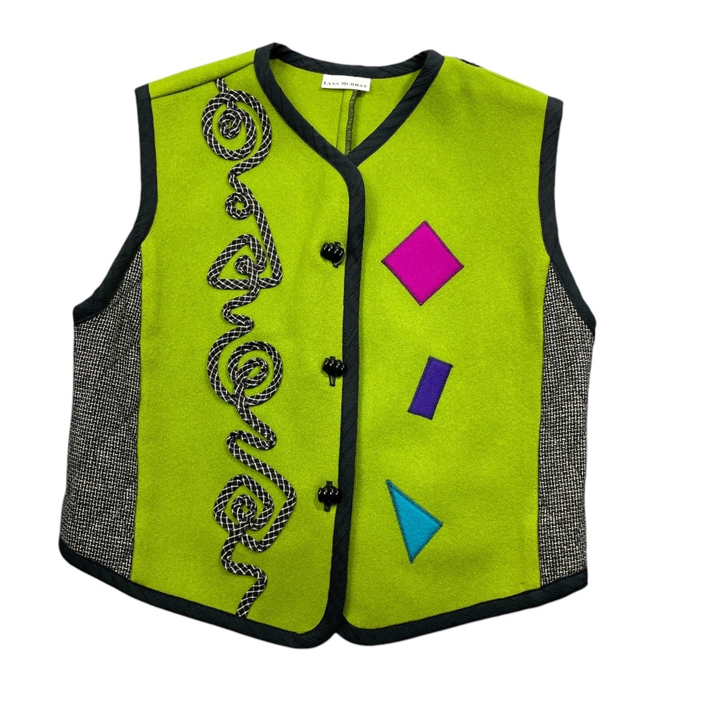 Lynn Murray Small Vest Wool Eclectic Green Black (see‎ description)